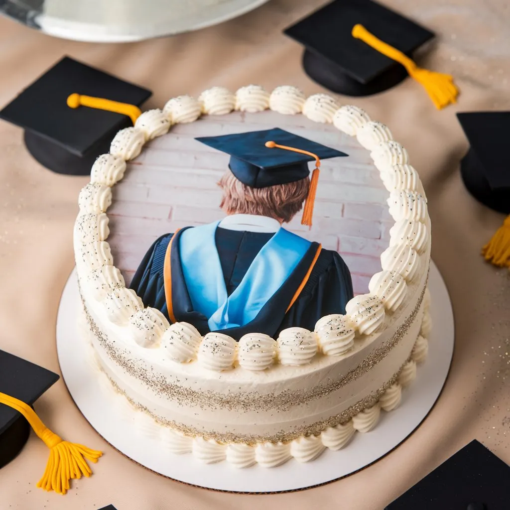 Graduation cake with a personalized picture image