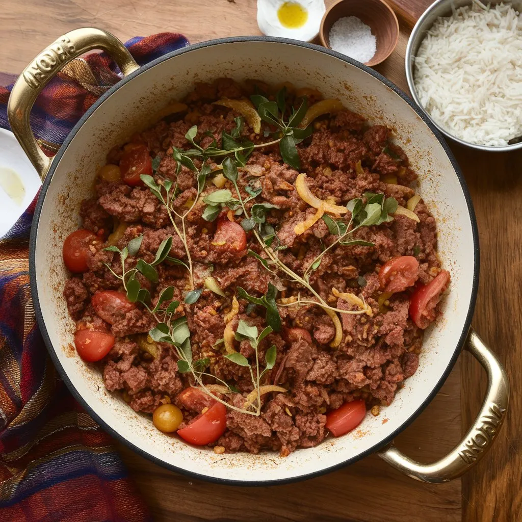 Terra Massoud Recipe – Traditional Afghan Dish with Ground Beef, Tomatoes, and Rice